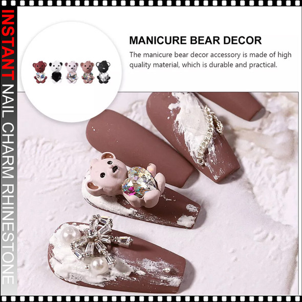 NAIL CHARM RHINESTONE Bear with Big Heart 6/Case