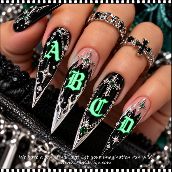 NAIL STICKER – LUMINOUS ALPHABET #XF-3359-YG