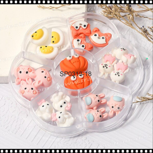 NAIL CHARM RESIN Bunny, Fox, Egg, & Pumpkin 20/Case SP0313-18