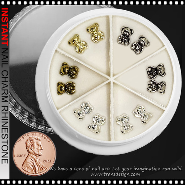 NAIL CHARM ALLOY Assorted Bear 12/Wheel #XF-015