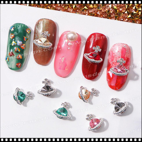 NAIL CHARM RHINESTONE Global, Planet with Cross 6/Case 
