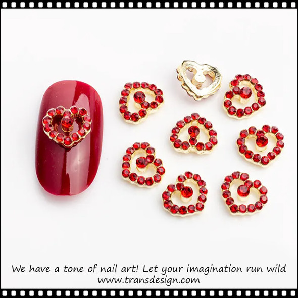 NAIL CHARM RHINESTONE Red Heart & Lips 12/Case #1