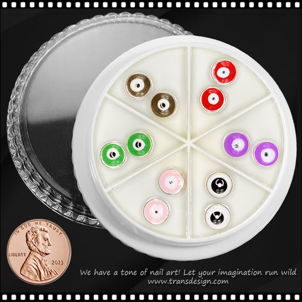 NAIL CHARM RESIN Evil Eye 8 mm Assorted Color 12/Case