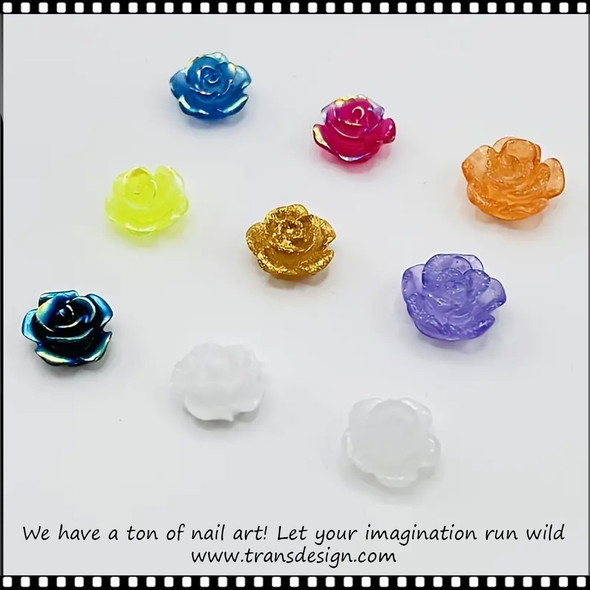 NAIL CHARM RESIN Assorted Iridescent Color Rose 30/Case