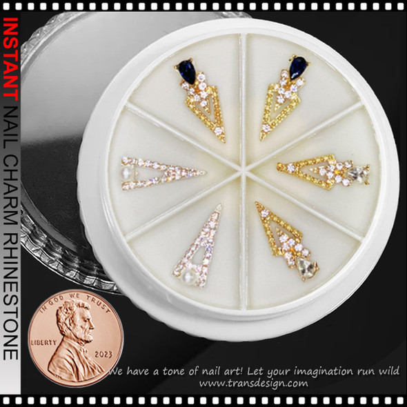 NAIL CHARM RHINESTONE & PEARL Triangle 6/Case #1