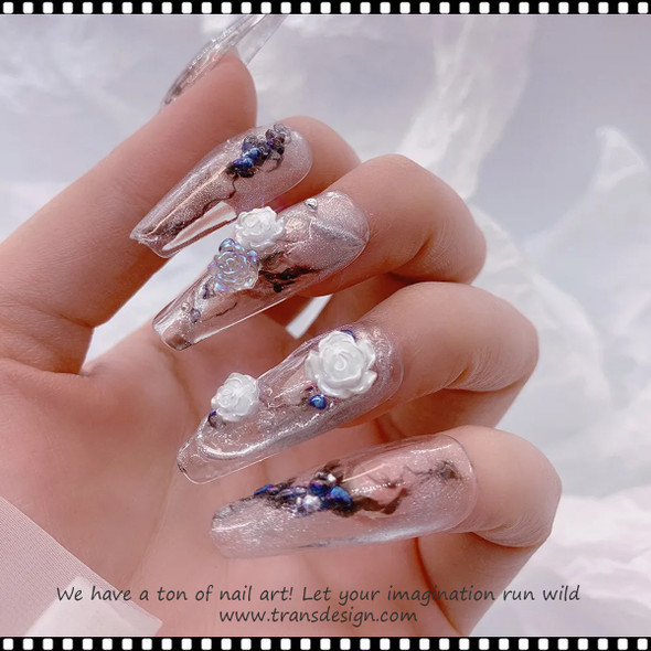 NAIL CHARM RESIN Aurora Flower, Bear, & Seashell 36/Case