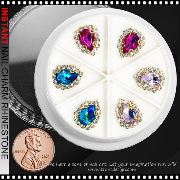 NAIL CHARM RHINESTONE Tear Drop 6/Case  #1