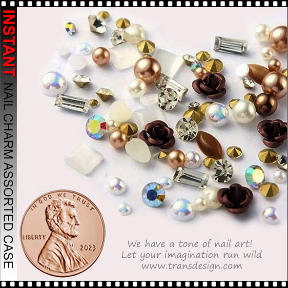 NAIL CHARM Assorted with Coffee Rose/Jar