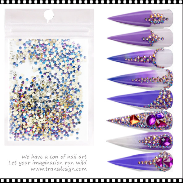 RHINESTONE CRYSTAL Round, SS6 Blue Flame 1440 Assorted/Pack