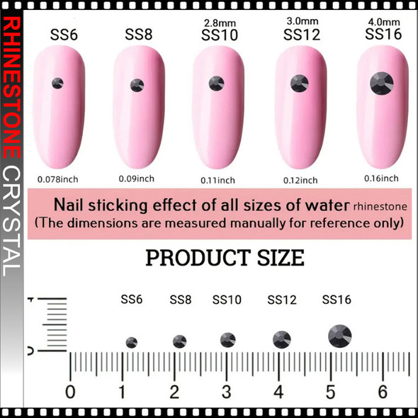 RHINESTONE CRYSTAL Round, SS6 Bottomless AB Color 1440 Assorted/Pack *