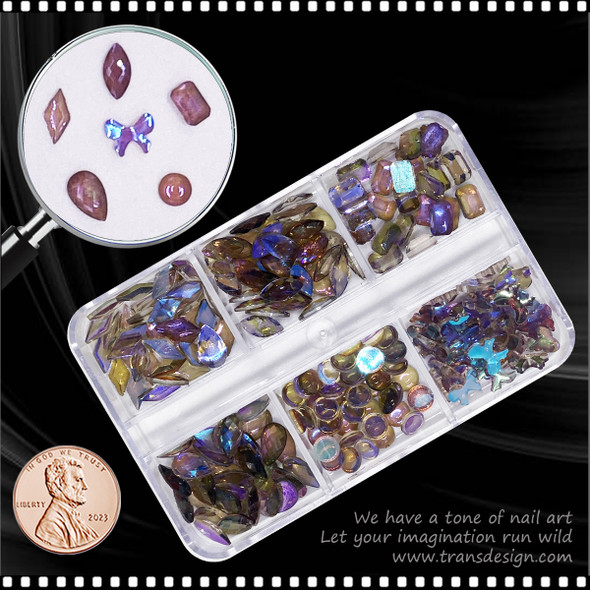 RHINESTONE Aurora Purple 6 Assorted Shape/Case