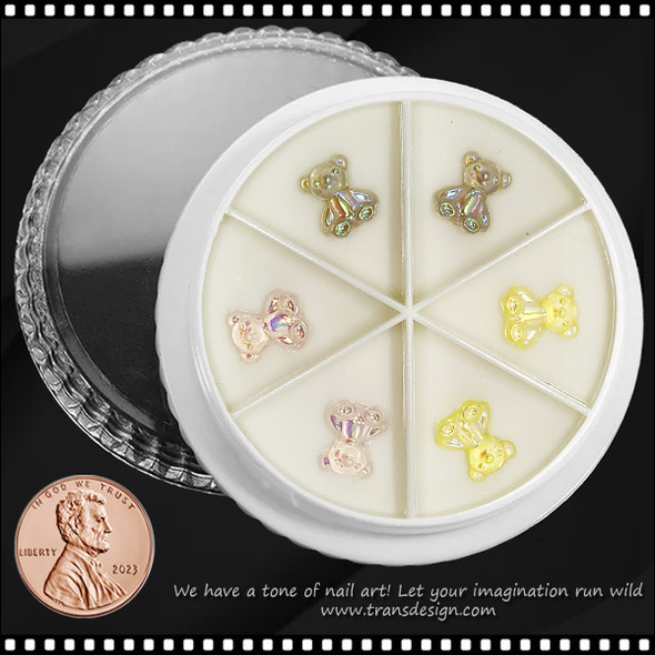 NAIL CHARM RESIN Iridescent Jelly Bear 6/Case