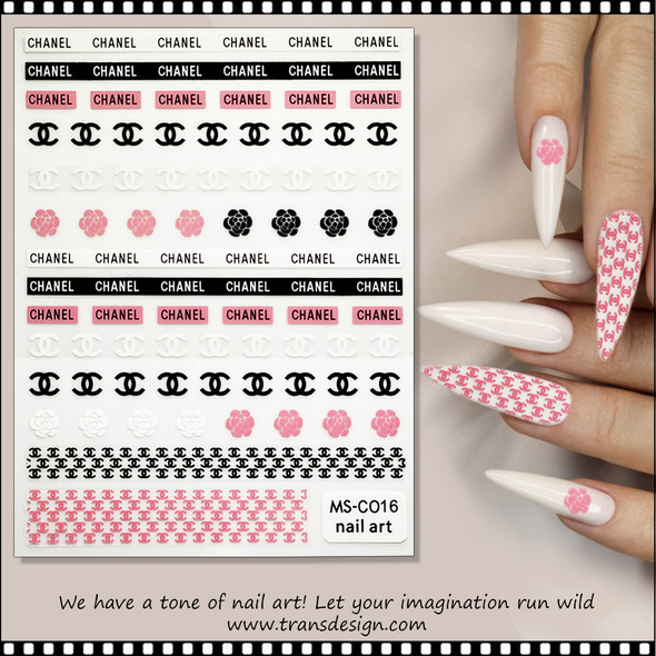 NAIL STICKER Brands Name, Red & Black CHANEL #142