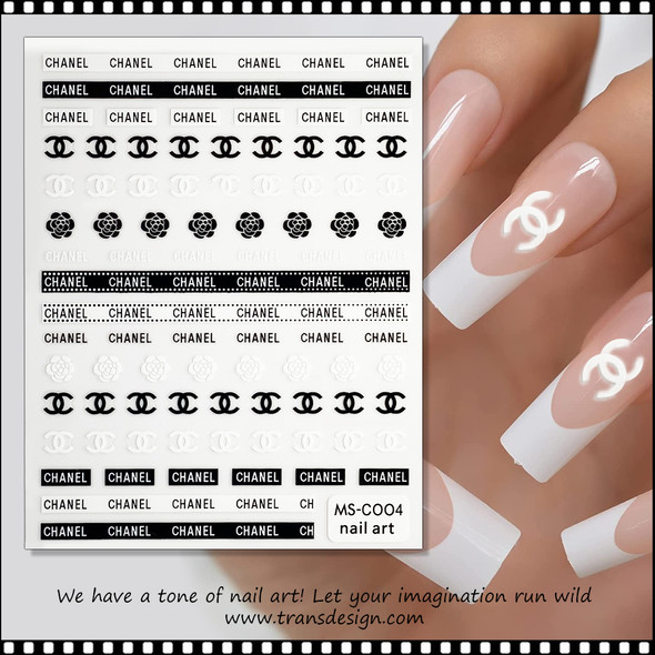 NAIL STICKER Brands Name, White CHANEL #CB-114