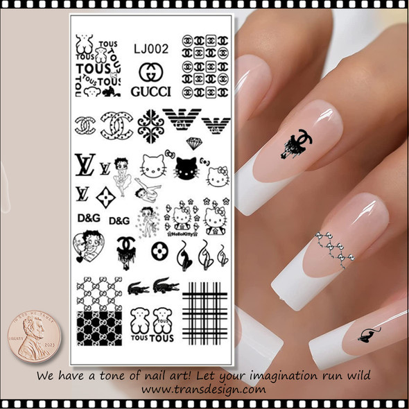 Stamp plate brand logo nail art lv stamping plate branded nail template