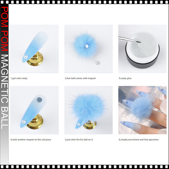 POM POM MAGNETIC BALL Red & Black 6/Case