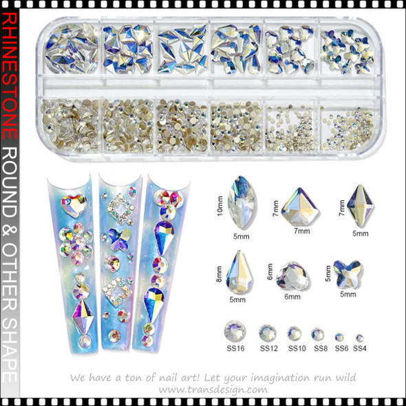 CRYSTAL RHINESTONE Iridescent AB Assorted Shape 600/Case #XF-RS11