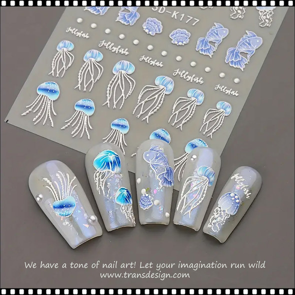 NAIL STICKER Marine Life Jellyfish # 5D-K177