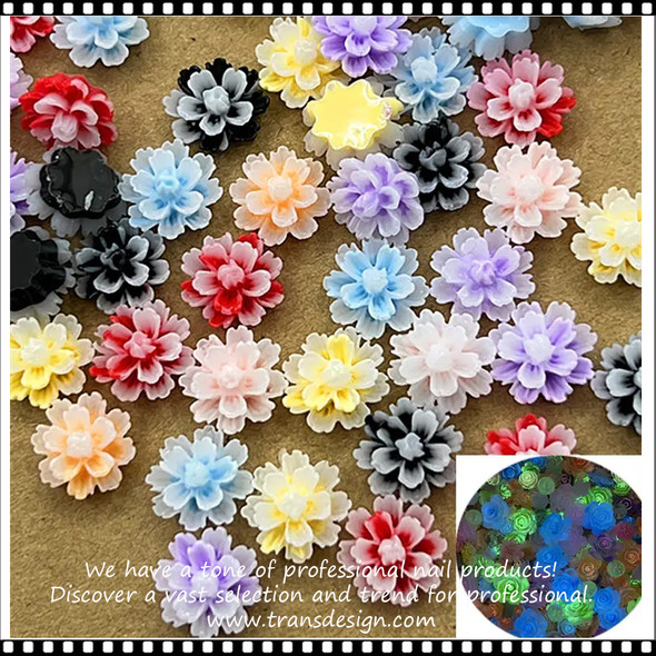 NAIL CHARM RESIN Multi-Colored Luminous Flower 25/Pack