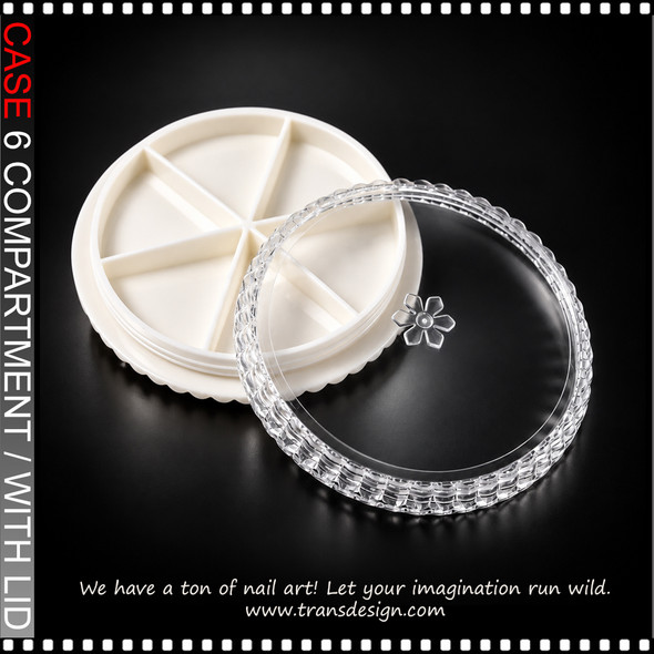 PLASTIC WHEEL 6 Compartment, Clear Lid