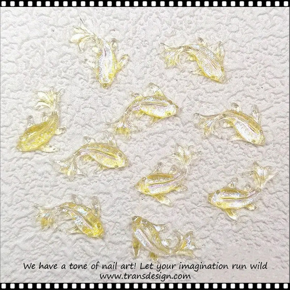 NAIL CHARM RESIN Cute Mini Goldfish Yellow 25/Pack *