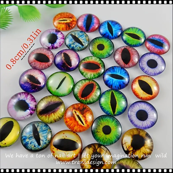 NAIL CHARM RESIN Mix Color Cabochons Glass Dragon Eyes 20/Pack