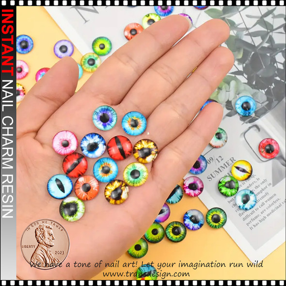 NAIL CHARM RESIN Mix Color Cabochons Glass Dragon Eyes 20/Pack