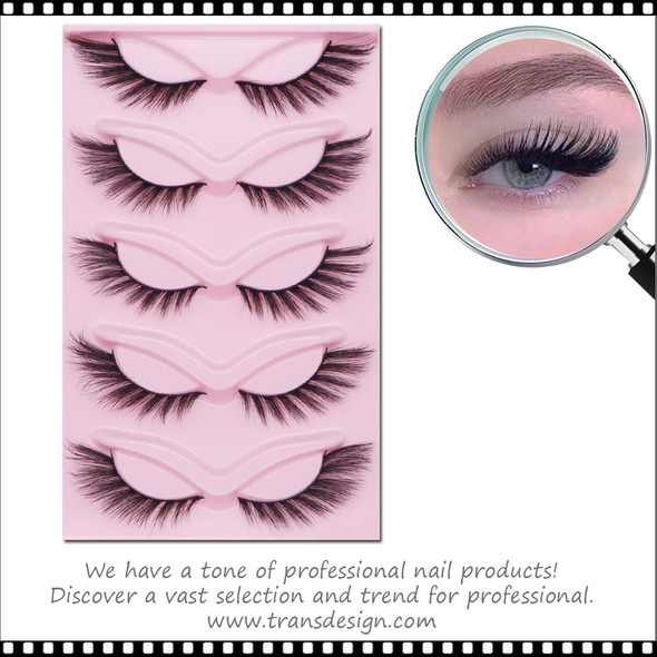 INSTANT EYELASH Cat Eye Style, C-Curl,  Extra Long, Spike Cluster Lashes, 5 Pairs/Pack  #XX7