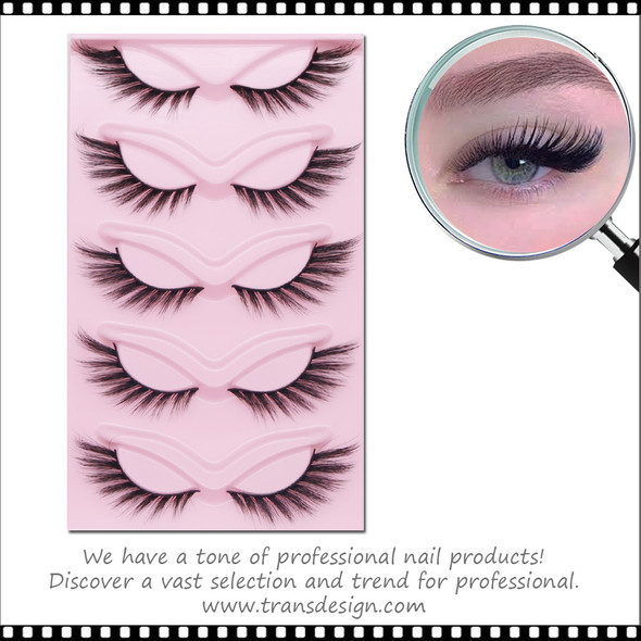 INSTANT EYELASH Cat Eye Style, C-Curl,  Extra Long, Spike Cluster Lashes, 5 Pairs/Pack  #X127