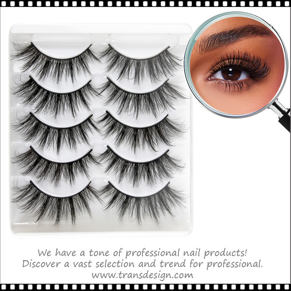 INSTANT EYELASH Natural Spike Style, C-Curl, Wispy, Long, 5 Pairs/Pack  #3D-05