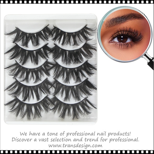 INSTANT EYELASH Flared Style, C-Curl, Long Crisss Cross Cluster Lashes , 5 Pairs/Pack   #3D-07