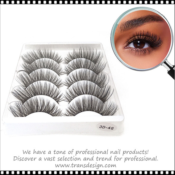 INSTANT EYELASH Flared Style, C-Curl, Medium Long, Criss Cross Lashes, 5 Pairs/Pack  # 3D-46