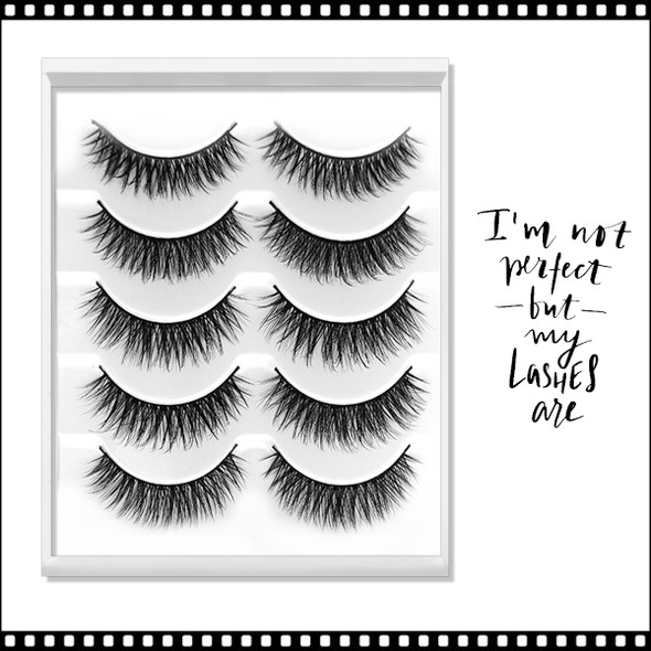 INSTANT EYELASH Open Eye Style, C-Curl, Medium Length,  Wispy Criss-Crosss Lashes  5 Pair/Pack  #3D-51