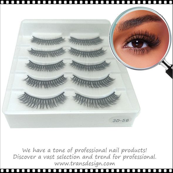 INSTANT EYELASH Natural Style, C-Curl, Short Criss-Cross Lashes, 5 Pairs/Pack #3D-56