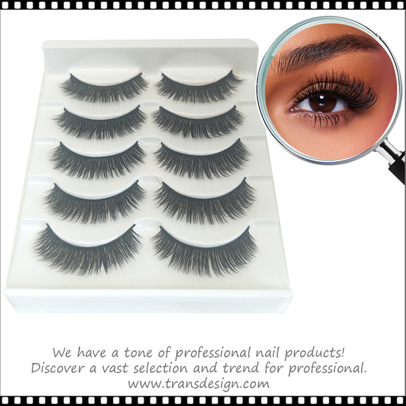 INSTANT EYELASH Natural Style, C-Curl, Medium Length, High Volume Lashes, 5 Pairs/Pack  #3D-57