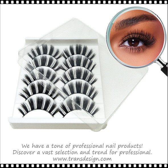 INSTANT EYELASH Open Eye Style, C-Curl, Medium Long, Thick Cluster Lashes, 5 Pairs/Pack  #3D-73