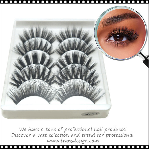 INSTANT EYELASH Open Eye Style, C-Curl, Multi-Sizes, Thick Cluster Lashes, 5 Pairs/Pack  #3D-77