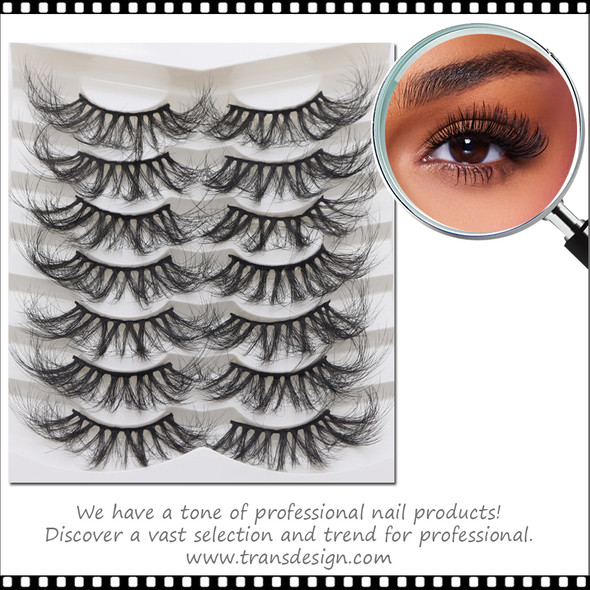 INSTANT EYELASH Deep Fried Flared and Doll Eye Styles, D-Curl, Curly Criss-Cross Cluster  Lashes, 7 Pairs/Pack  # XFC-015