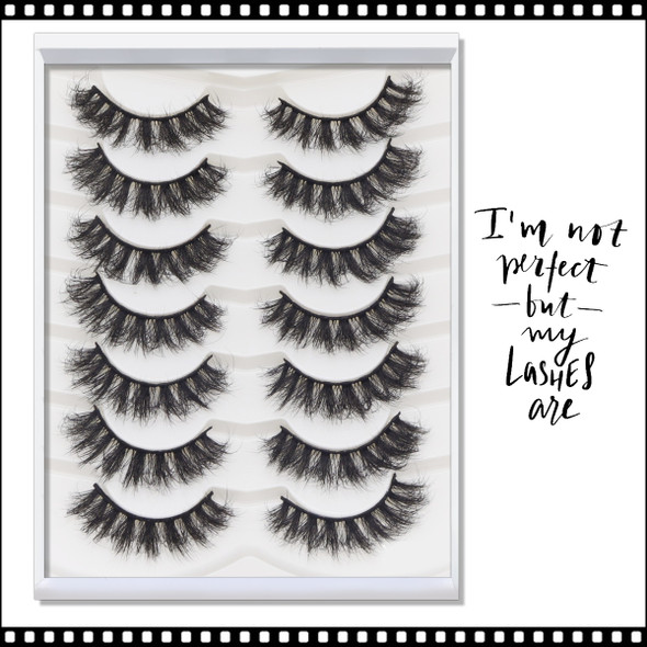 INSTANT EYELASH Deep Fried Open Eye Style, D-Curl, Voluminous Cross Cluster Lashes, 7 Pairs/Pack  #XFD-008