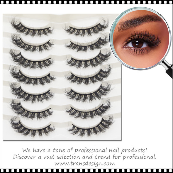 INSTANT EYELDeep Fried Rounded Styles, D-Curl, Currly Cluster Lashes, 7 Pairs/Pack  #XFD-011