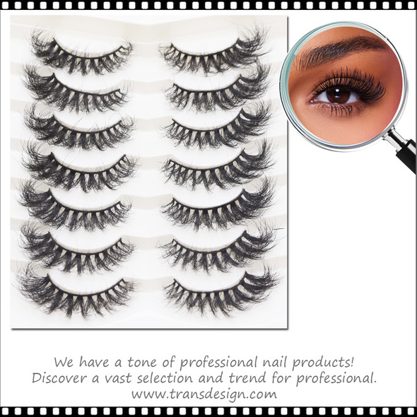 INSTANT EYELASH Deep Fried Flared Styles, D-Curl,  Voluminous Cluster  Lashes, 7 Pairs/Pack  #XFD-017