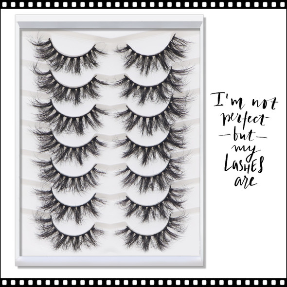 INSTANT EYELASH Deep Flared Style, D-Curl, Fluffy Cross Cluster  Lashes, 7 Pairs/Pack # XFD-021