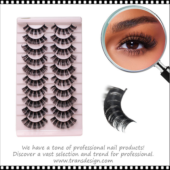 INSTANT EYELASH Russian Strip , DD-Curl, Medium Long,  Voluminous Curly Cluster  Lashes, 10 Pairs/Pack  #TK04