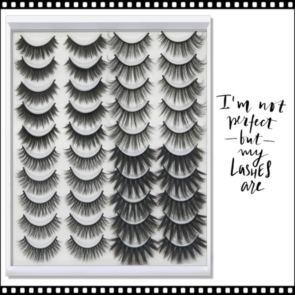 INSTANT EYELASH Open Eye Styles, C-Curl, Multi-Sizes and Volumes, Cross Cluster Lashes, 20 Pairs/Pack  #2042