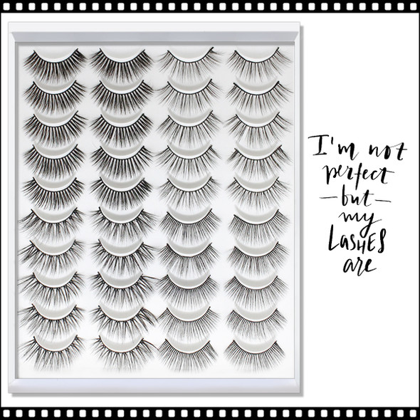 INSTANT EYELASH Open Eye Styles, C-Curl, Multi-Sizes, Light Volumes, Fluffy Cluster Lashes, 20 Pairs/Pack  #YP402