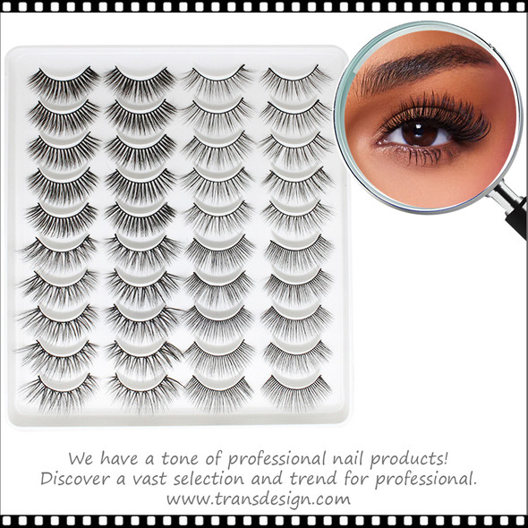 INSTANT EYELASH Open Eye Styles, C-Curl, Multi-Sizes, Light Volumes, Fluffy Cluster Lashes, 20 Pairs/Pack  #YP402