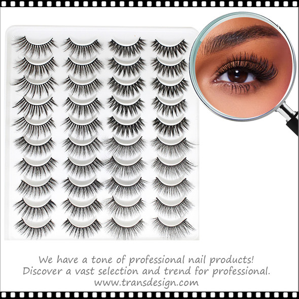 INSTANT EYELASH Doll Eye Styles, C-Curl, Light Volumes, Wispy Lashes, 20 Pairs/Pack #YP403