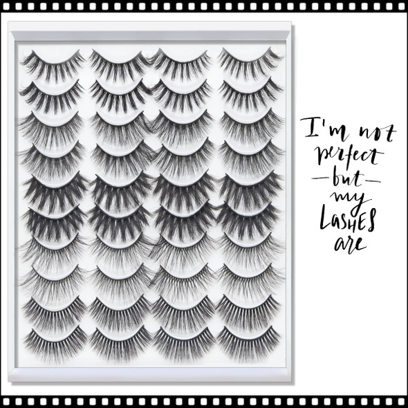   INSTANT EYELASH Flared and Open Eye Styles, C-Curl, Multi-sizes, Voluminous Cluster Lashes, 20 Pairs/Pack  #G502