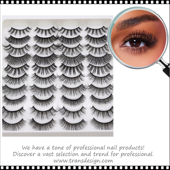 INSTANT EYELASH Doll Eye Styles, C-Curl, Multi-Sizes, Light Volume,  Wispy Lashes, 20 Pairs/Pack  #G1001