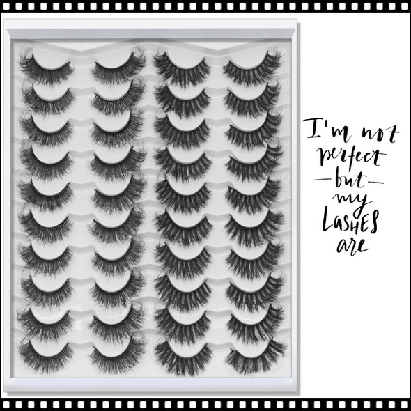 INSTANT EYELASH Doll Eye Style, C-Curl, Multi-Volumes, Curly Cluster Lashes, 20 Pairs/Pack  #XFD20-3